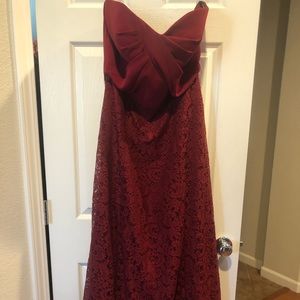 Strapless red long dress